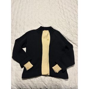 Vintage 1940s Geistex Wool Sweater Womens Medium Black Knit Cardigan